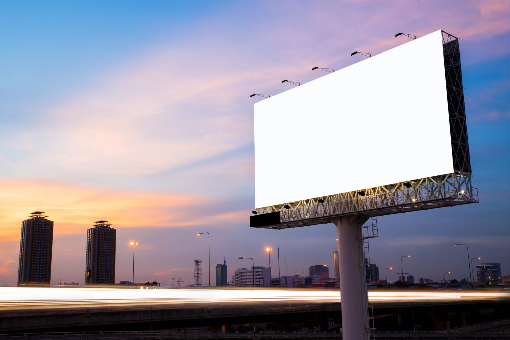 Blank,Billboard,For,Advertisement,At,Twilight