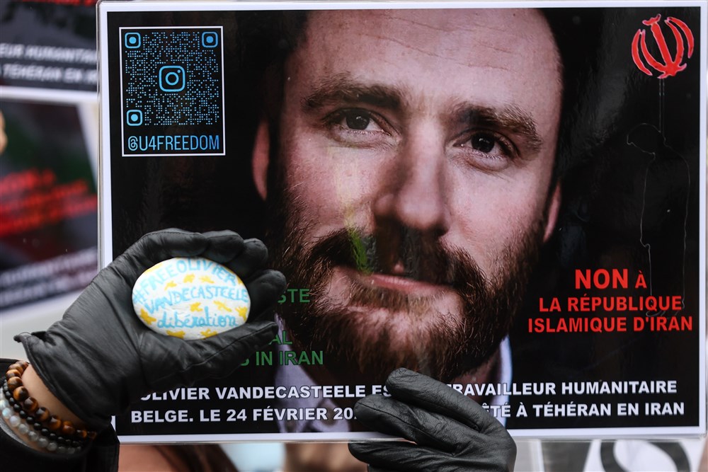 Rally in support of Belgian aid worker detained in Iran