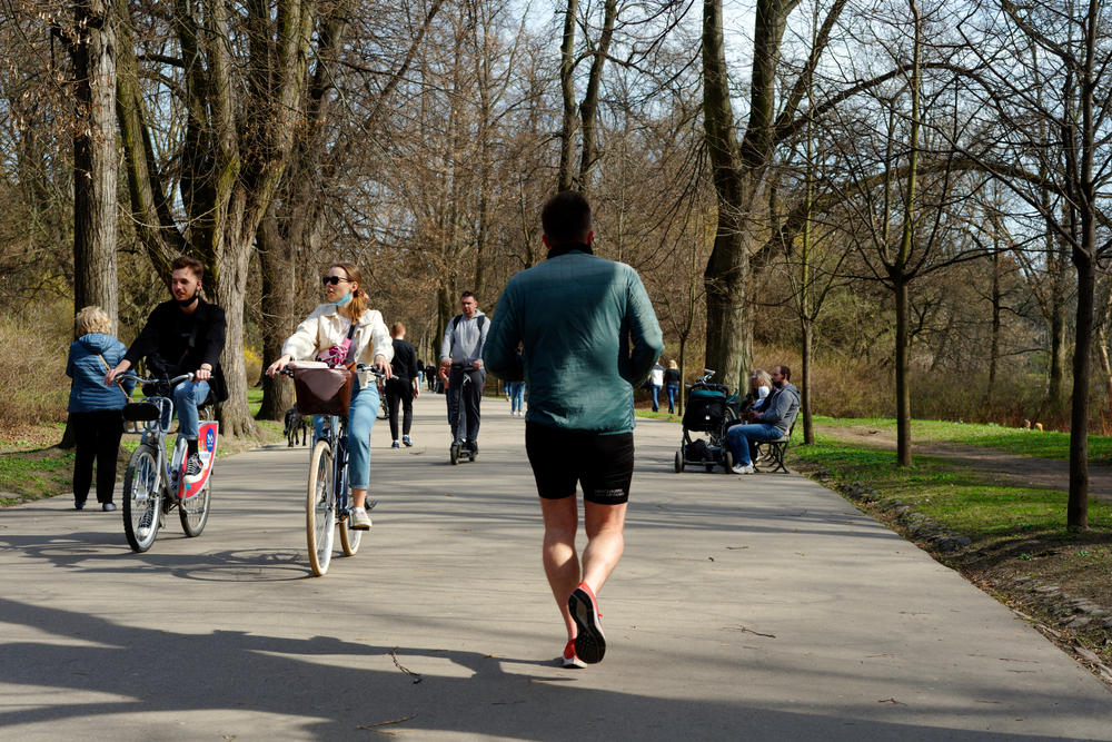 Poland,,Warsaw,,April,2021.,Crowd,In,The,Park,Because,Of