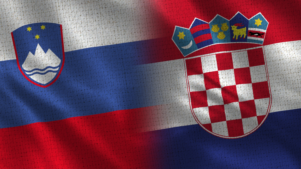 Slovenia,And,Croatia,-,3d,Illustration,Two,Flag,Together,-