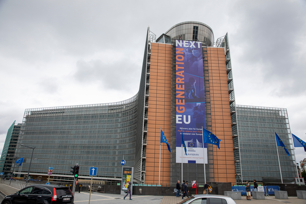 Brussels,,Belgium,-july,1st,,2020:,European,Flags,In,The,Wind