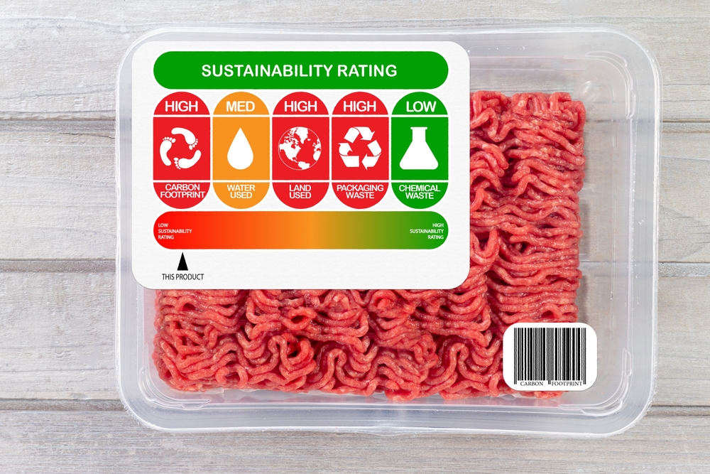 Sustainability,Rating,On,Meat,For,Carbon,Footprint,,Water,Use,,Land