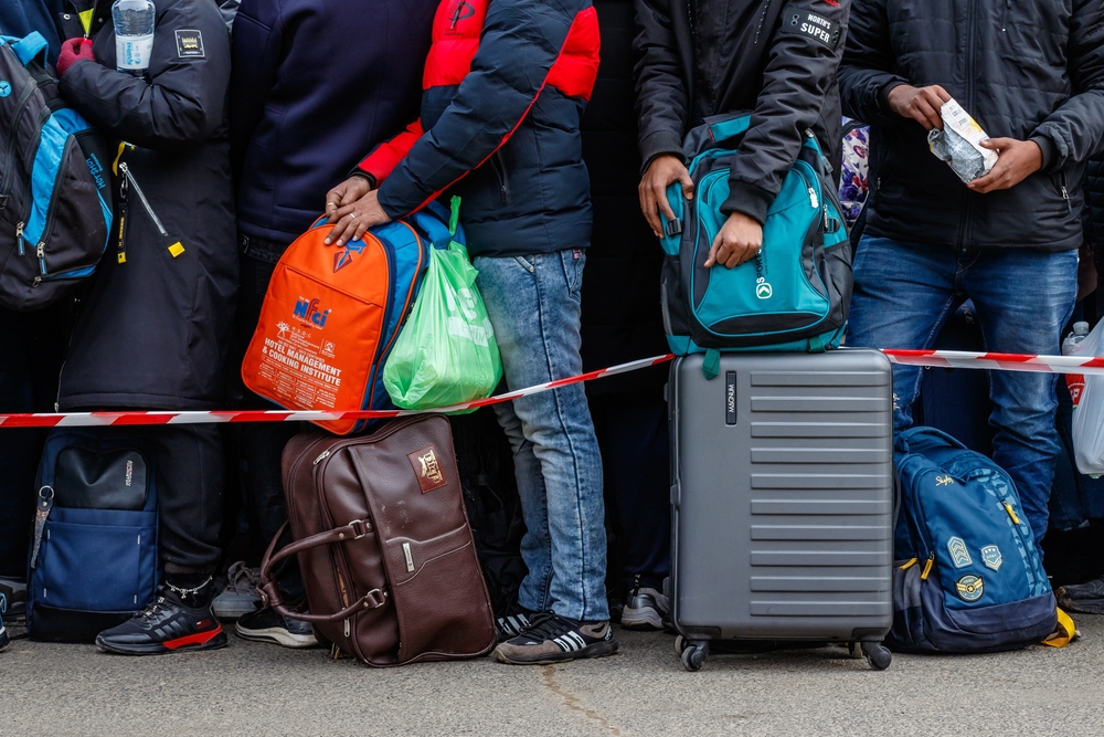 Uzhhorod,,Ukraine,-,February,26,,2022:,Refugees,Are,Waiting,For