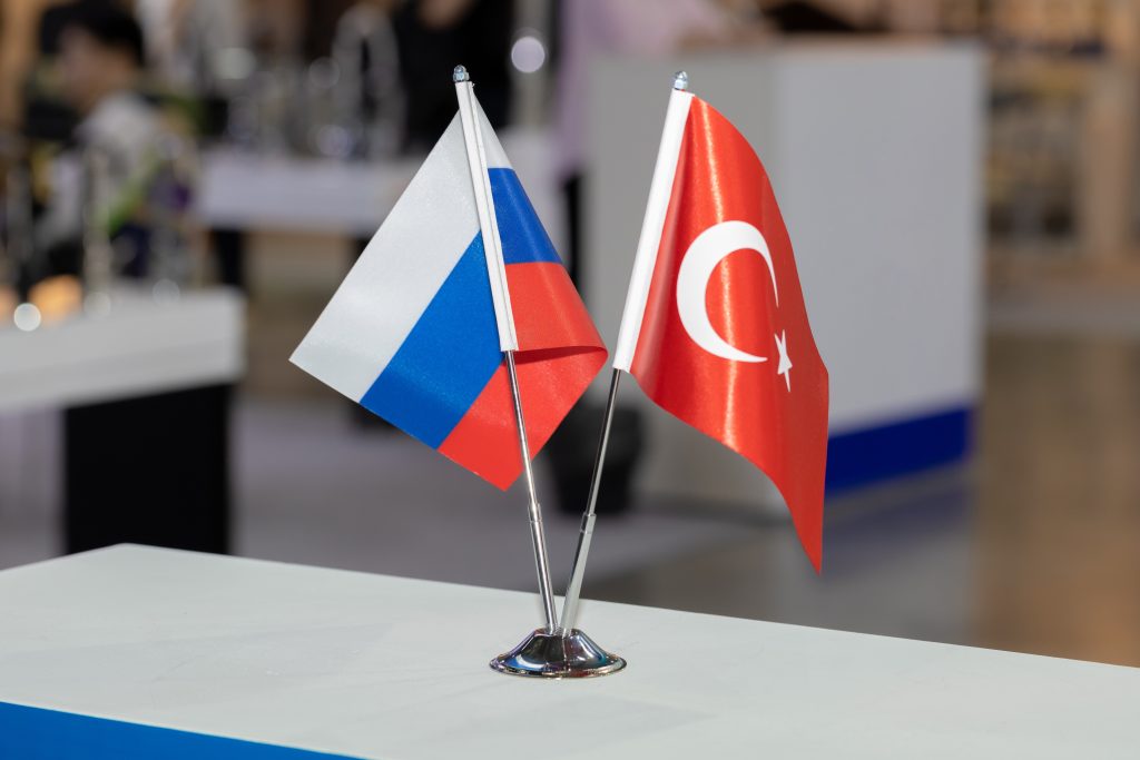 Flags,Of,Russia,And,Turkey,Together,At,Some,Event.,Flags