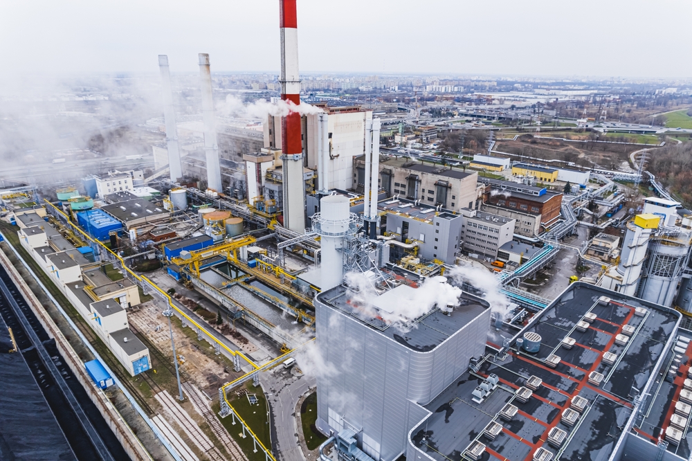 Aerial,View,Of,Zeran,Heat,Power,Station,With,Smoke,Emissions