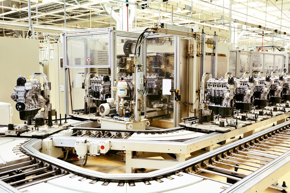 Automated,Production,Assembly,Line,With,Manufactured,Car,Engines,In,The