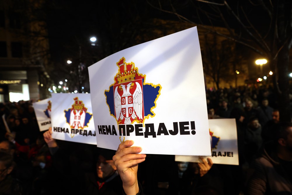 Nationalists rally against plans for normalization of ties between Belgrade and Pristina