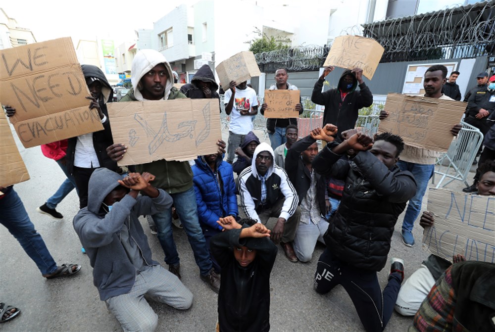 Sub-Saharan African migrants protest in Tunisia