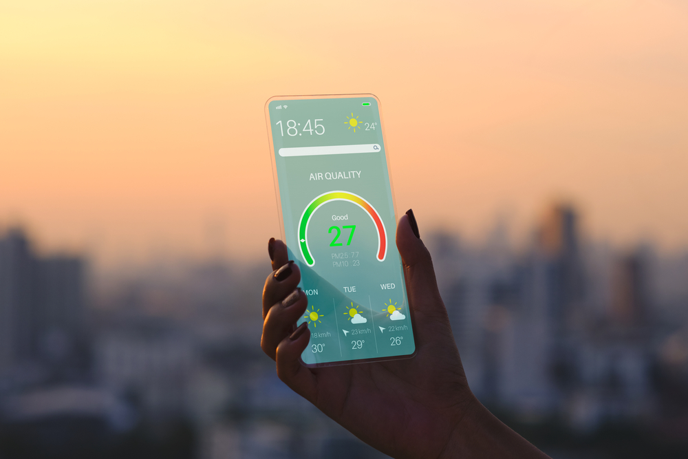 Transparent,Smartphone,.,The,Woman,Use,A,Futuristic,Design,Phone