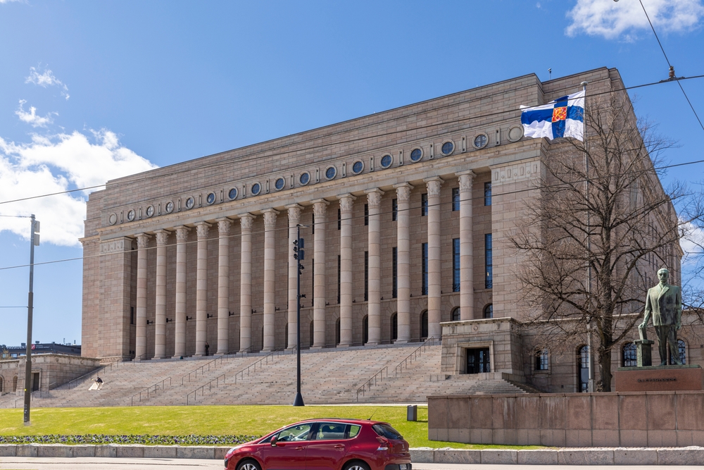 Helsinki,,Finland,-,May,8th,2022:,Finnish,Flags,Flying,In