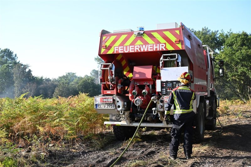 Deutsche Feuerwehrleute helfen bei Waldbrand in Belgien