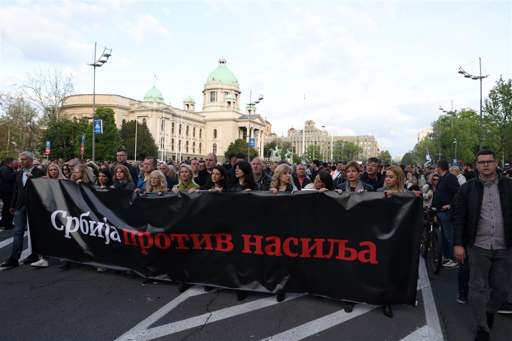 Opposition rally against violence in Serbia