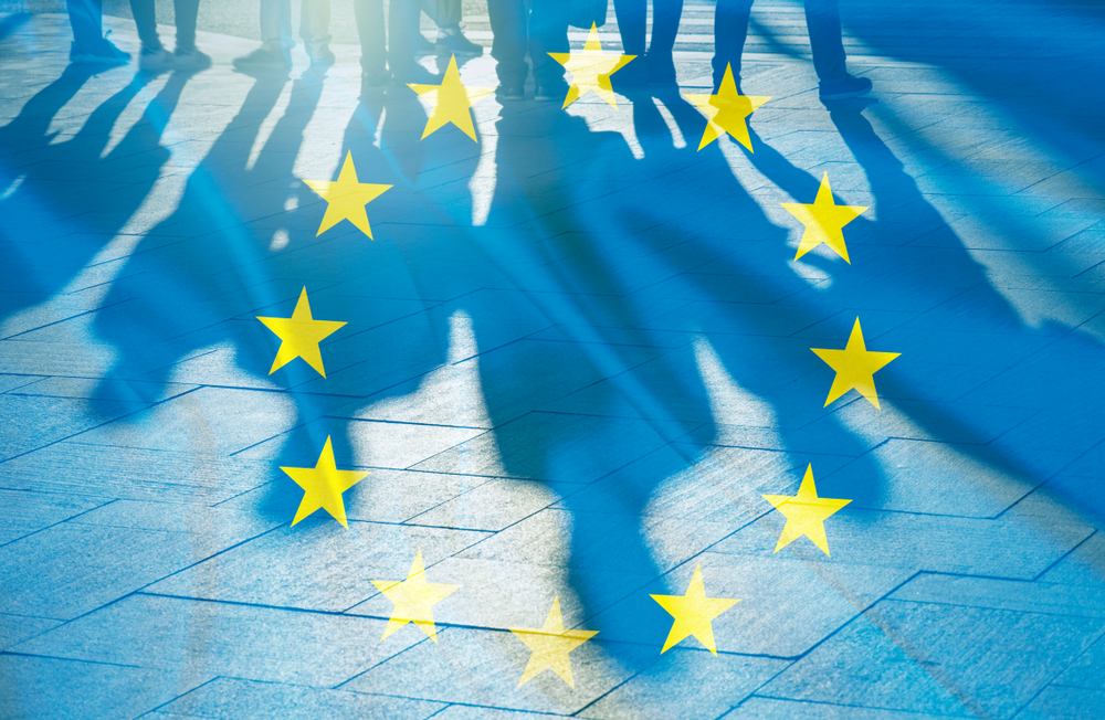 Eu,Flag,And,Shadows,Of,People,Concept,Picture