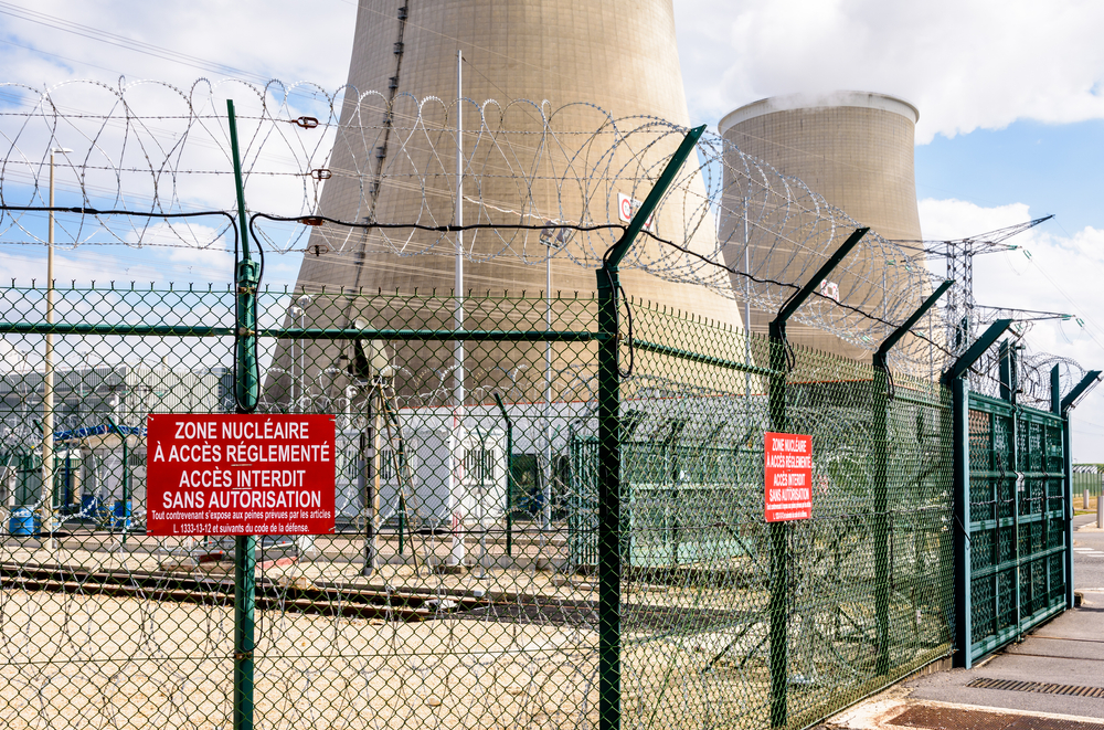 Security,Fence,Of,A,Nuclear,Power,Plant,In,France,With