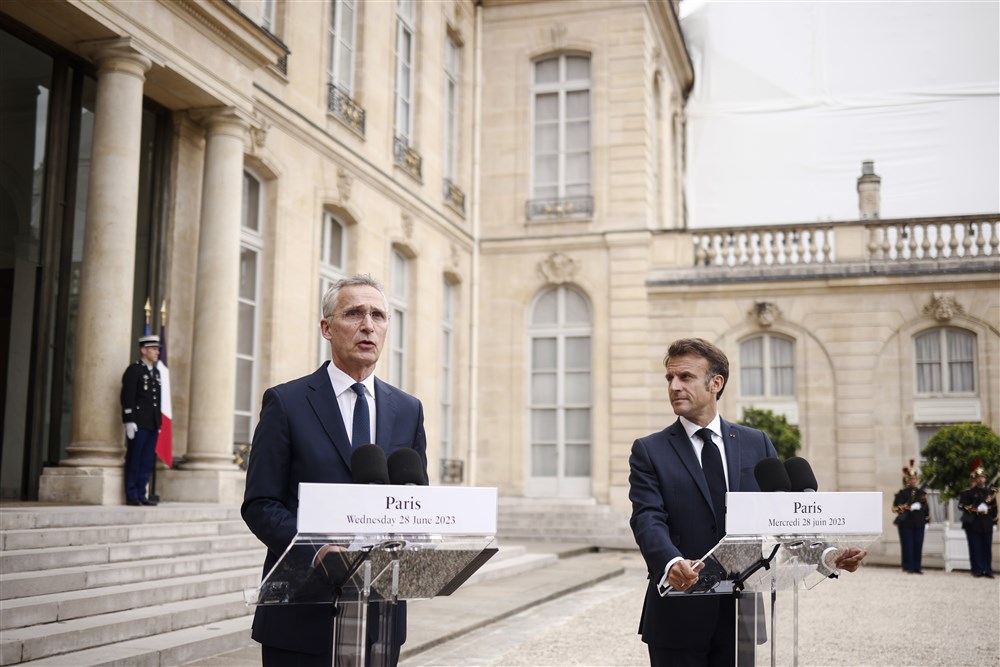 French President Macron receives NATO Secretary General Stoltenberg at the Elysee
