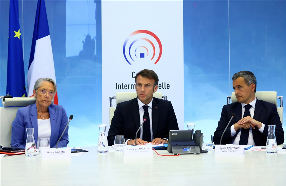 French President Macron holds a new crisis meeting after third night of riots, in Paris