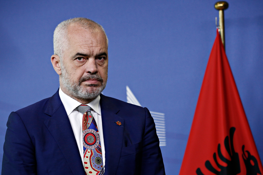 Prime,Minister,Of,Albania,Edi,Rama,And,Eu,Commissioner,Johannes