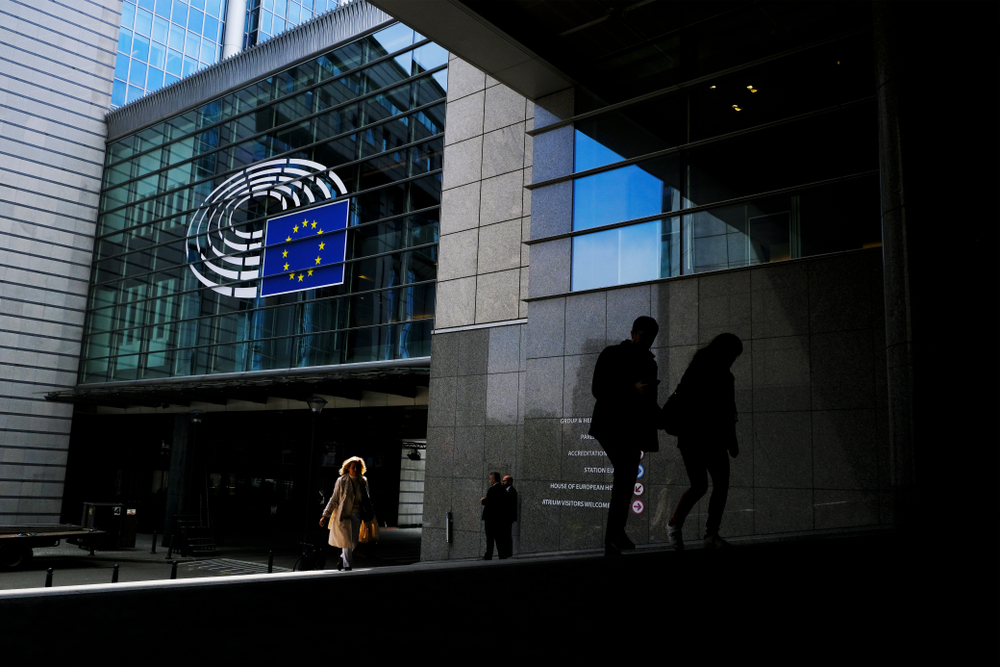 Brussels,,Belgium.,21st,May,2019.people,Walk,Outside,The,European,Parliament