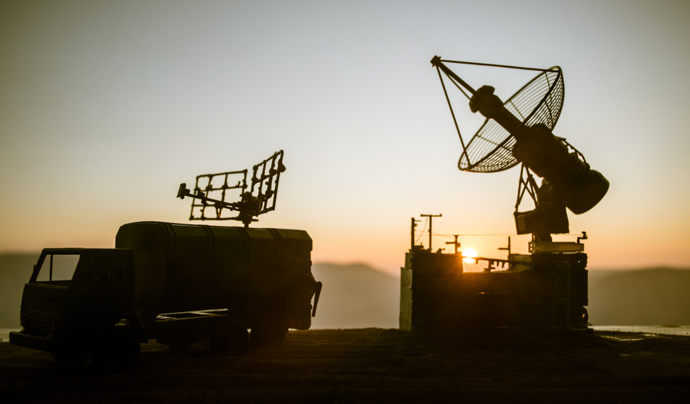Creative,Artwork,Decoration.,Silhouette,Of,Mobile,Air,Defence,Truck,With