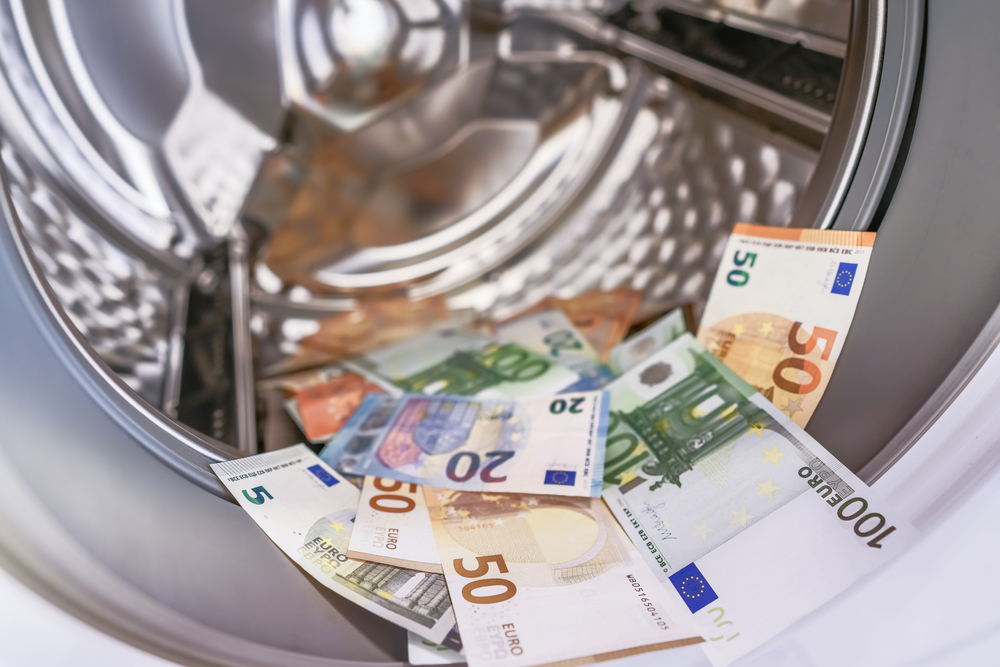 Money,In,Washing,Machine,,Closeup,View