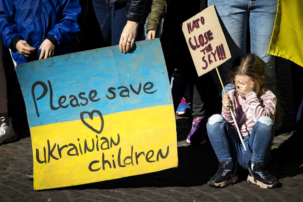 Demonstration on Dam Square against war in Ukraine