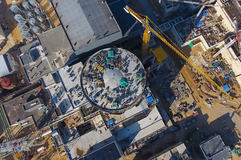 Aerial,Survey,Of,A,Nuclear,Power,Plant,Under,Construction.,Installation
