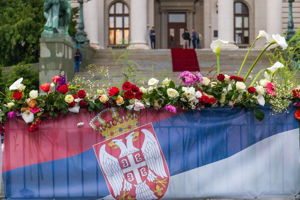 Belgrade,,May,27th,2023.,Big,Protest,In,Belgrade,,Serbia.,Flowers