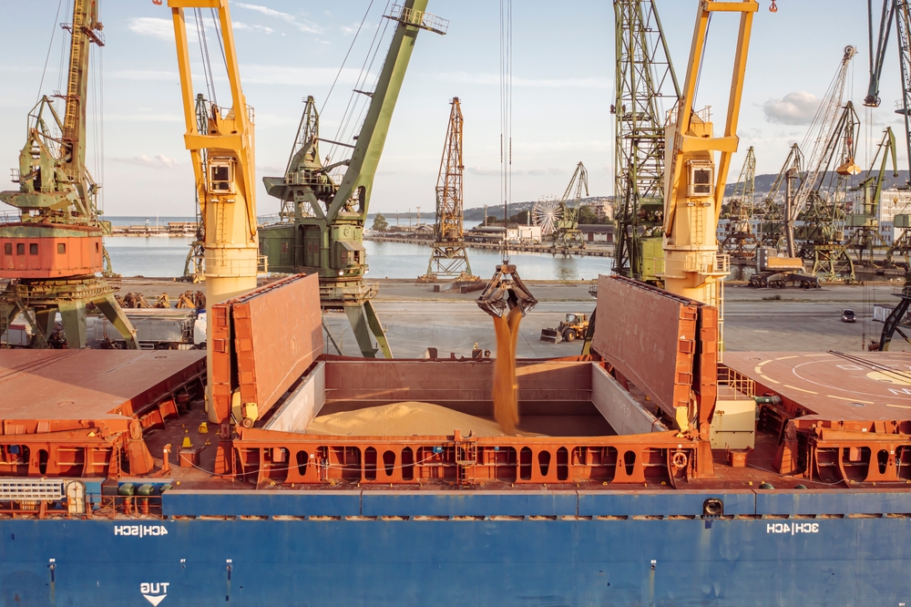 Cose,Up,Black,Sea,Port,Ukranian,Grain,Loading,Process,Of