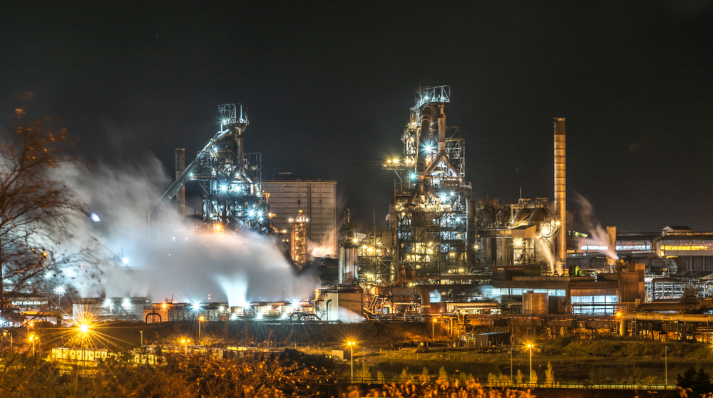 Port,Talbot,,Wales,Uk,Industrial,Landscape,At,Night,Showing,Buildings