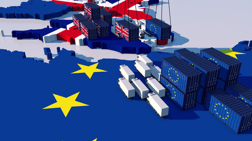 Trade,Between,England,And,Eu.,Containers,Face,Each,Other
