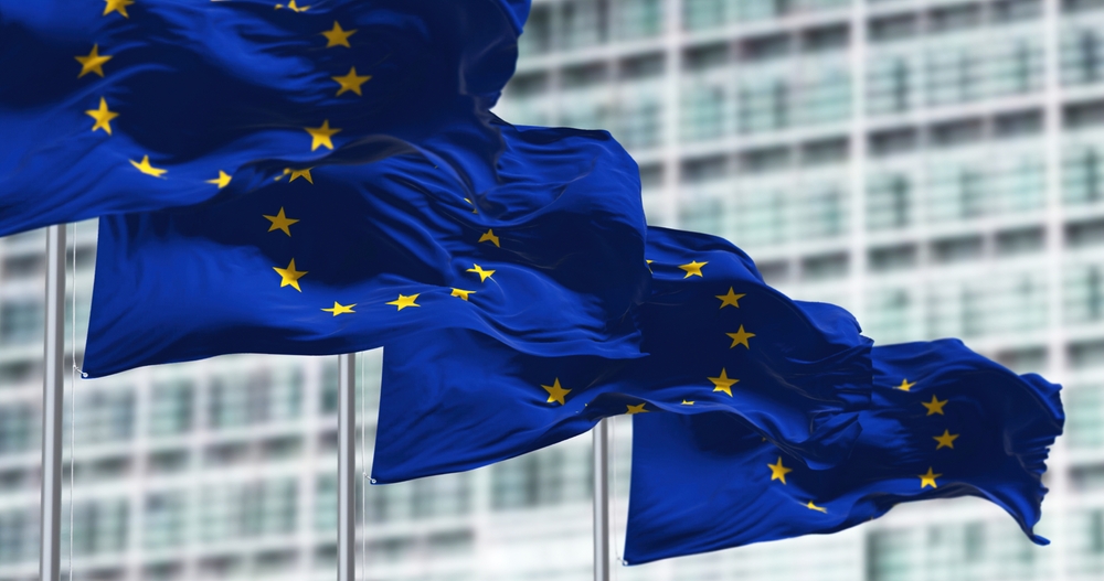 Group,Of,Flags,Of,The,European,Union,Waving,In,The