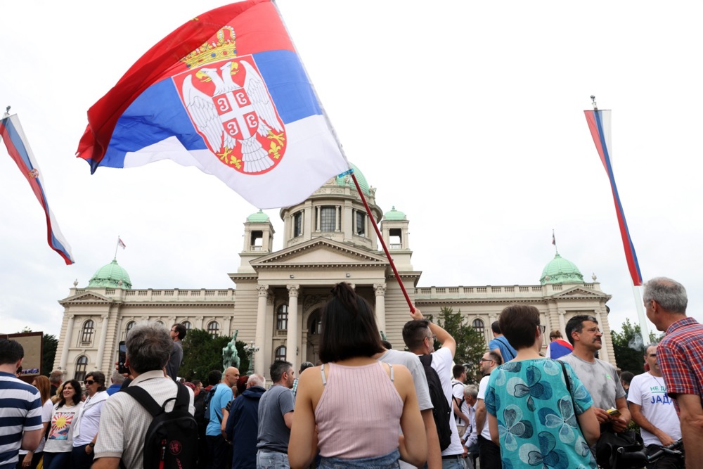 Opposition protest against violence in Serbian society