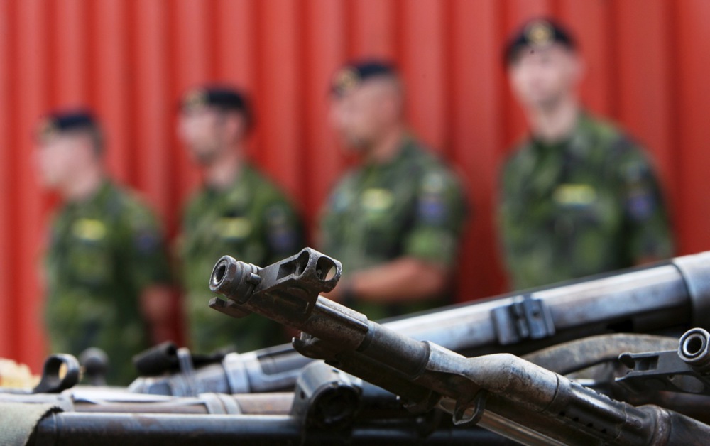 KFOR peacekeepers destroy seized weapons
