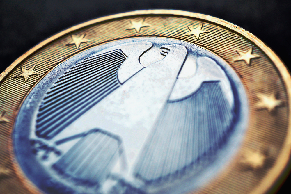 1,Euro,Lies,On,A,Dark,Surface.,The,Coin,Was