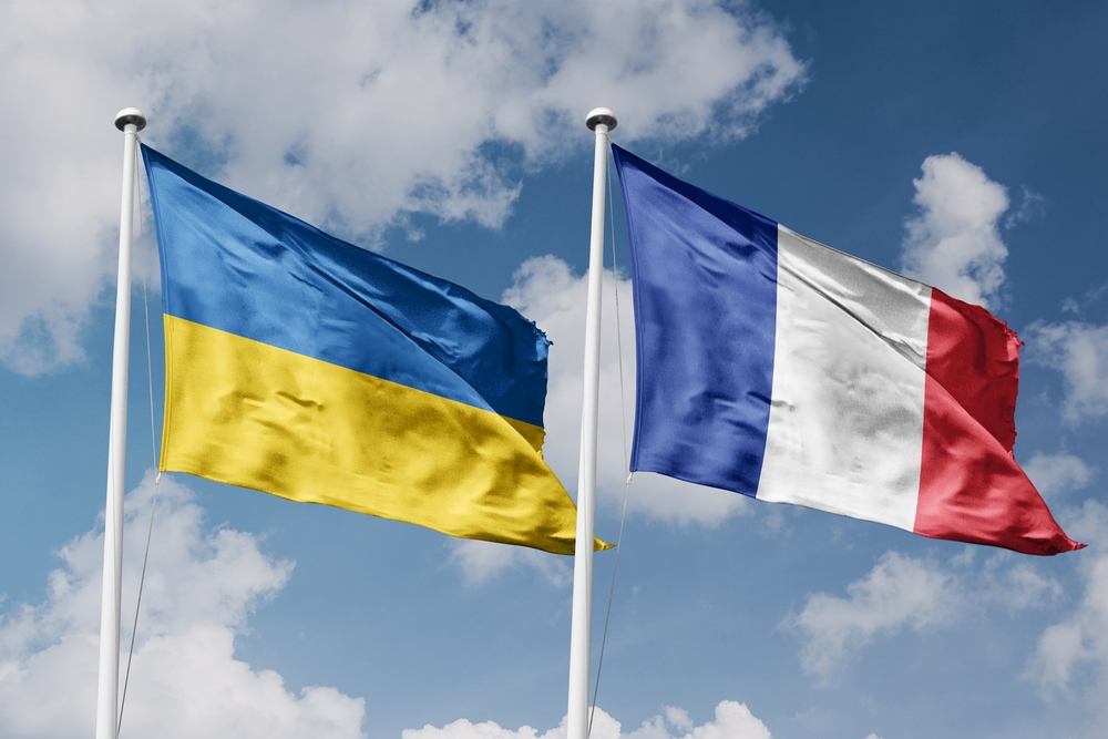 3d,Illustration,,Ukraine,And,France,Alliance,And,Meeting,,Cooperation,Of