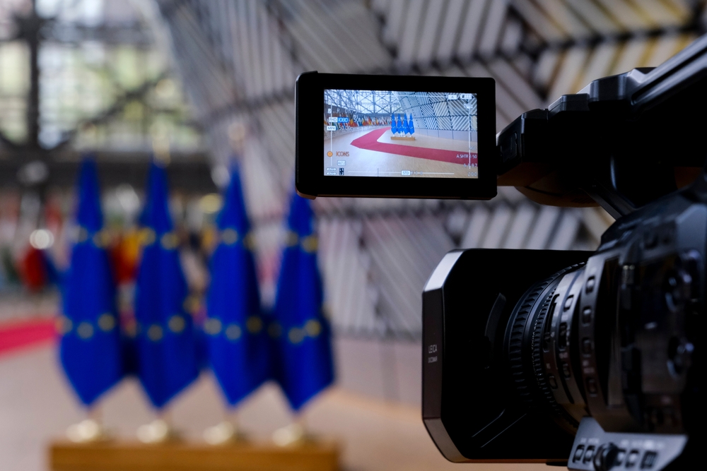 Eu,Flags,In,Eu,Council,Building,During,The,Meeting,Of