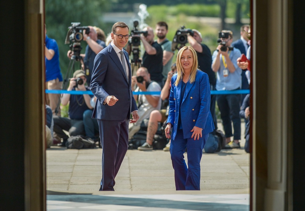 Italian Prime Minister Giorgia Meloni on visit to Warsaw
