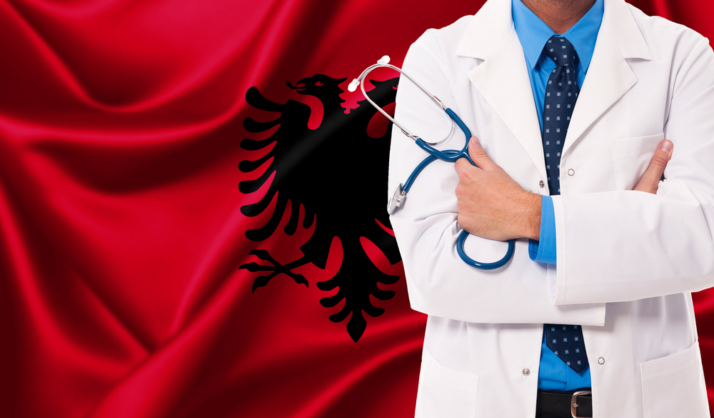 3d,Illustration.,Conceptual,Image,Of,National,Healthcare,System,In,Albania.