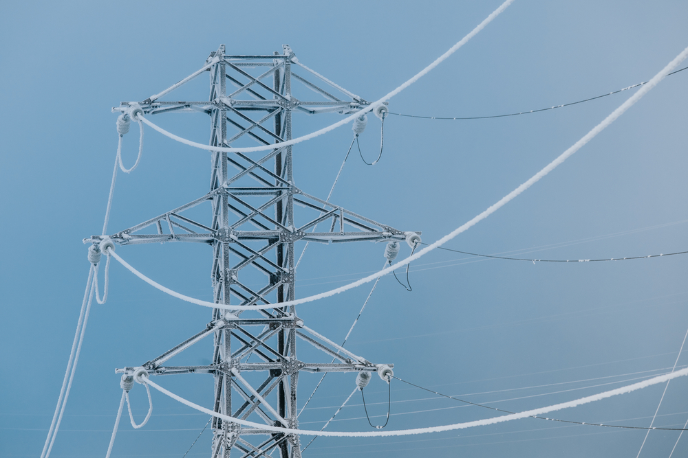 Power,Line,Poles,In,Winter