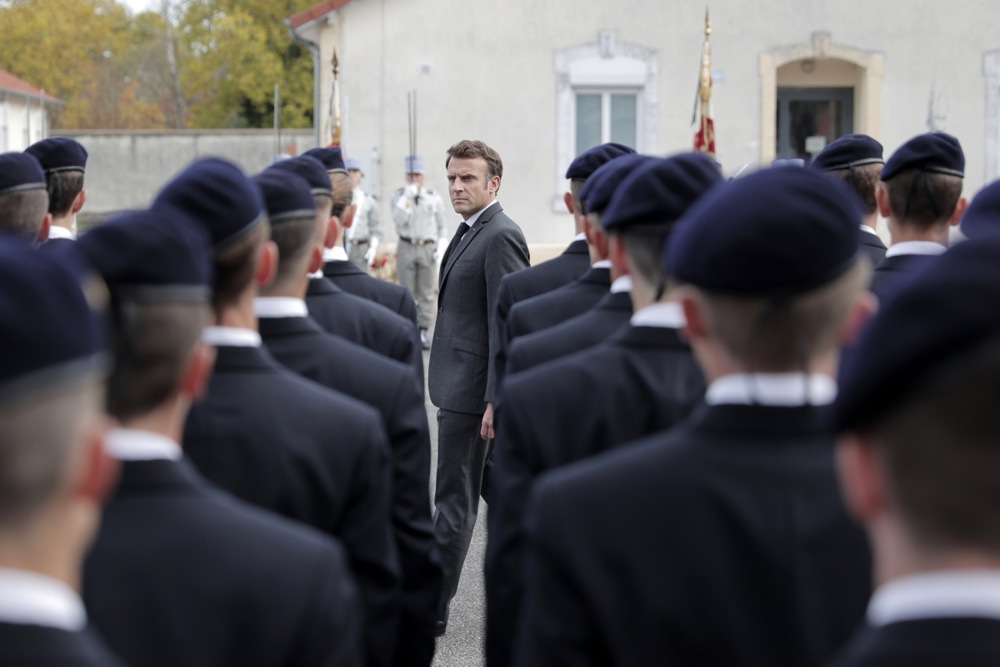 French President Macron visits arms factory and military school in Bourges