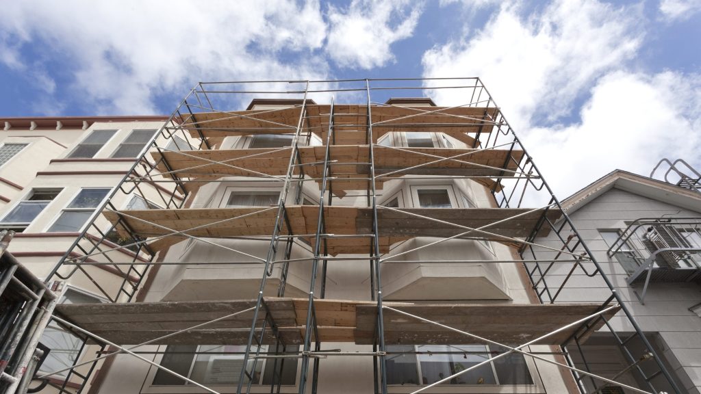 Building renovation scaffolding