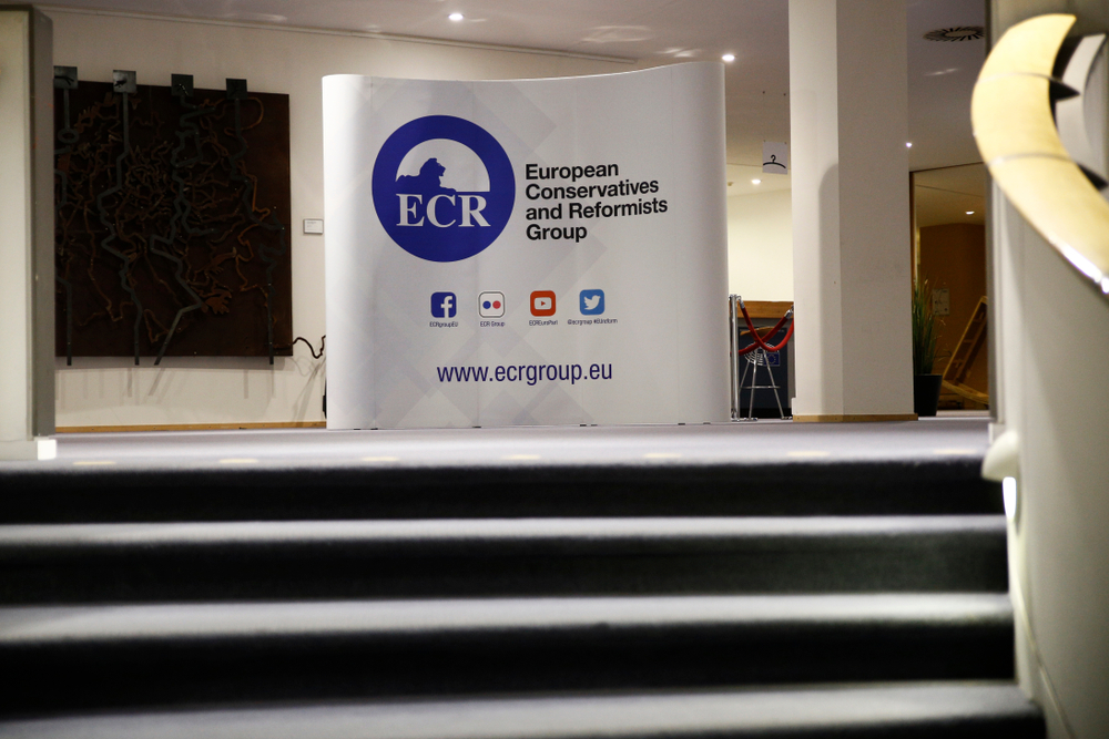 A,Banner,Of,Ecr,(european,Conservatives,And,Reformists),Party,Stands