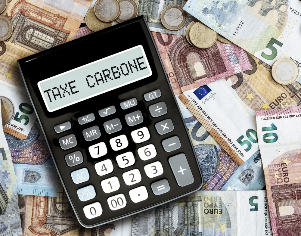 Close-up,Of,Text,Taxe,Carbone,,French,For,Carbon,Tax,,On