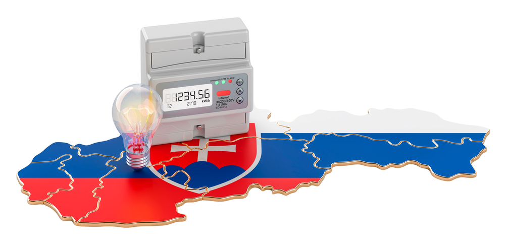 Electric,Energy,Consumption,In,Slovakia,,3d,Rendering,Isolated,On,White