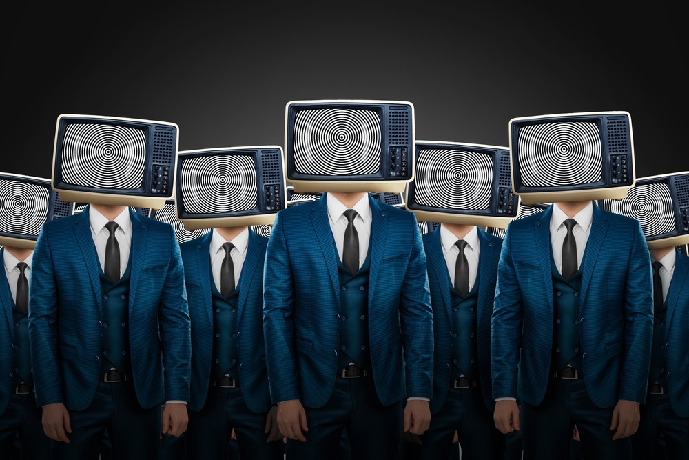 Propaganda,,A,Man,With,A,Megaphone,Instead,Of,Naked.,Manipulating