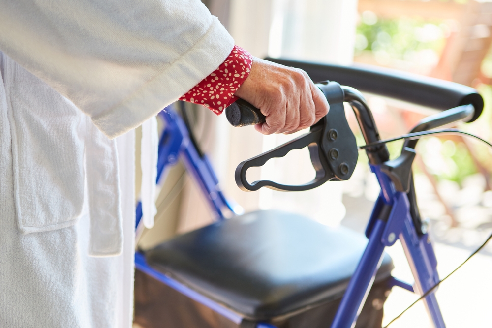 Hands,Of,A,Senior,Woman,After,Stroke,On,The,Rollator