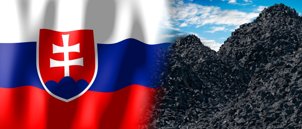 Slovakia,-,Country,Flag,And,Pile,Of,Coal,-,3d