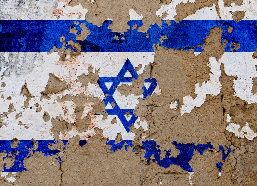 Israel,Flag,On,Mud,Wall.