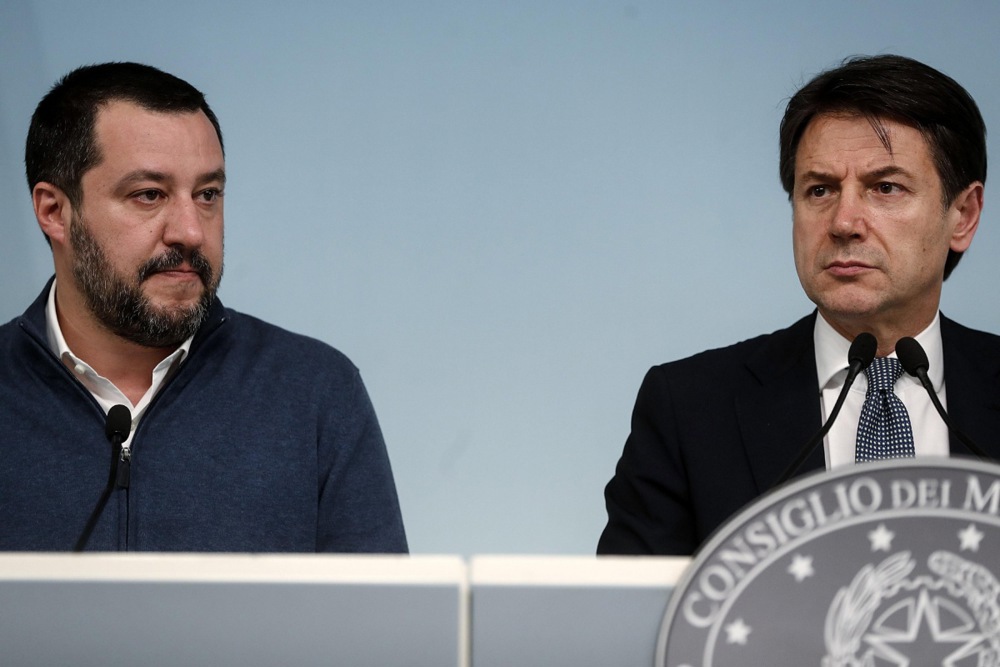Conte during press conference on Battisti