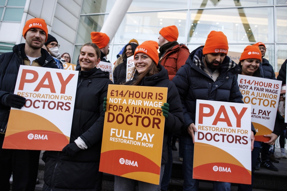 First day of a three day junior doctors strike in London